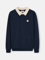 Sudadera cuello polo parche azul marino
