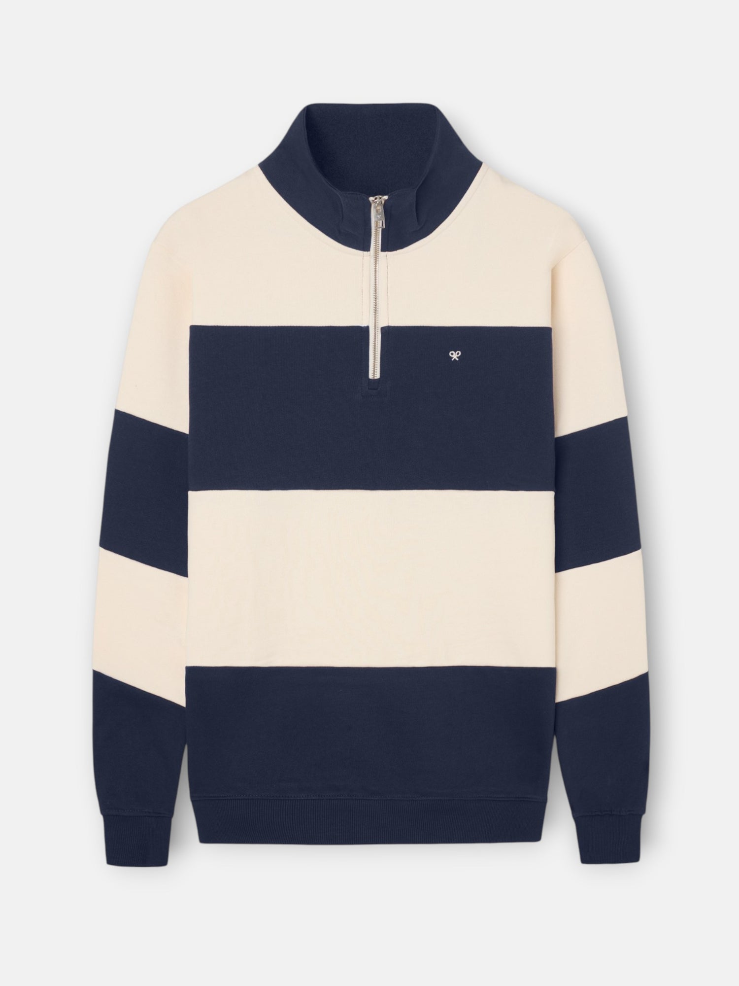 Sudadera media cremallera raya ancha azul marino