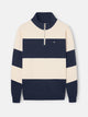 Sudadera media cremallera raya ancha azul marino