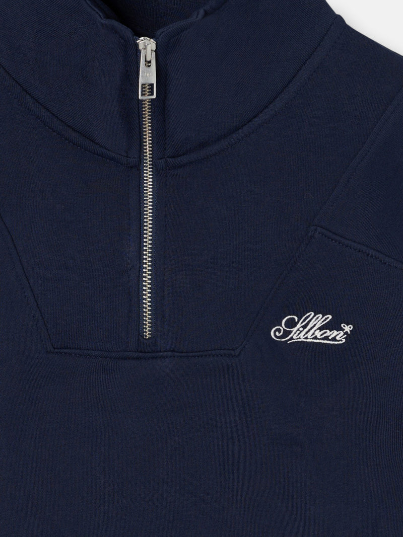 Sudadera relaxed fit media cremallera ranglan navy