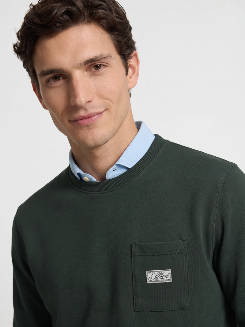 Sweatshirt bolso etiqueta caqui