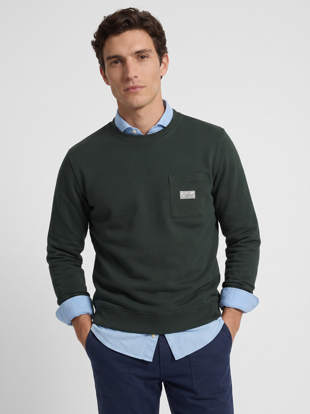 Sudadera bolsillo etiqueta khaki