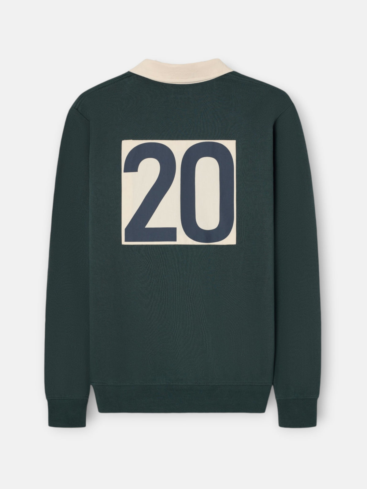 Sudadera cuello polo parche verde oscuro