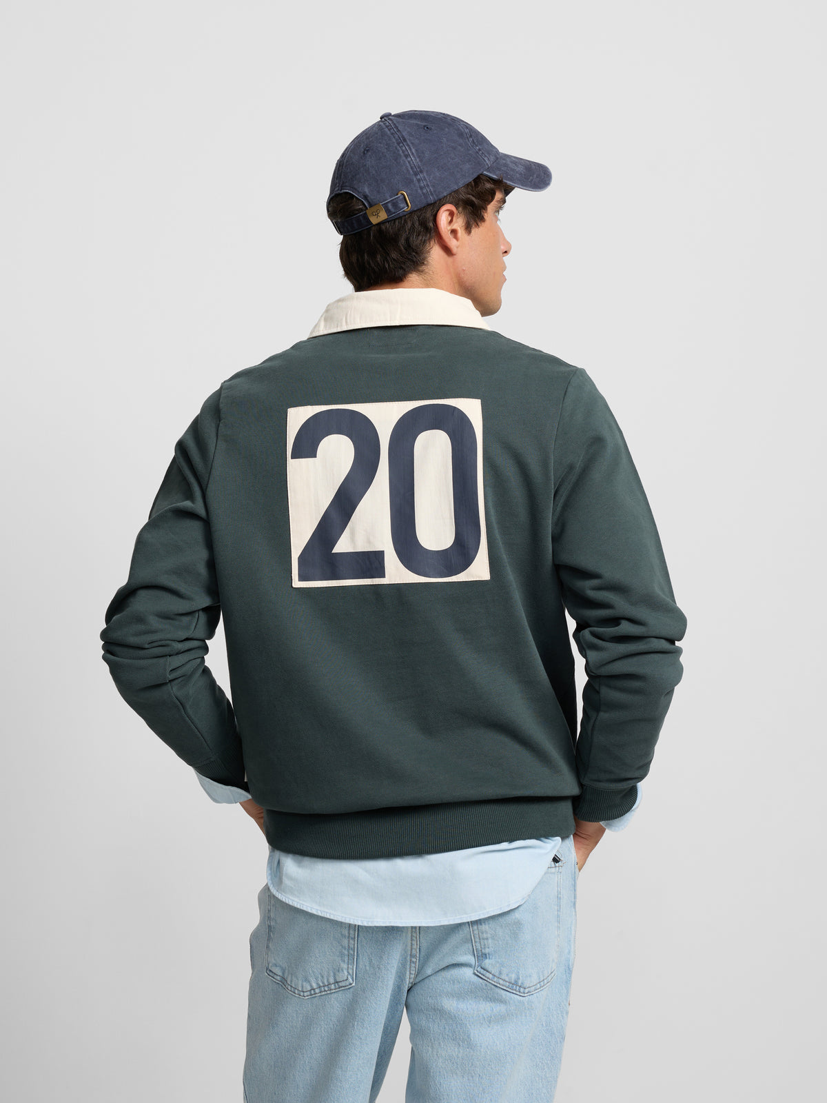 Sweatshirt gola polo emblema verde escuro