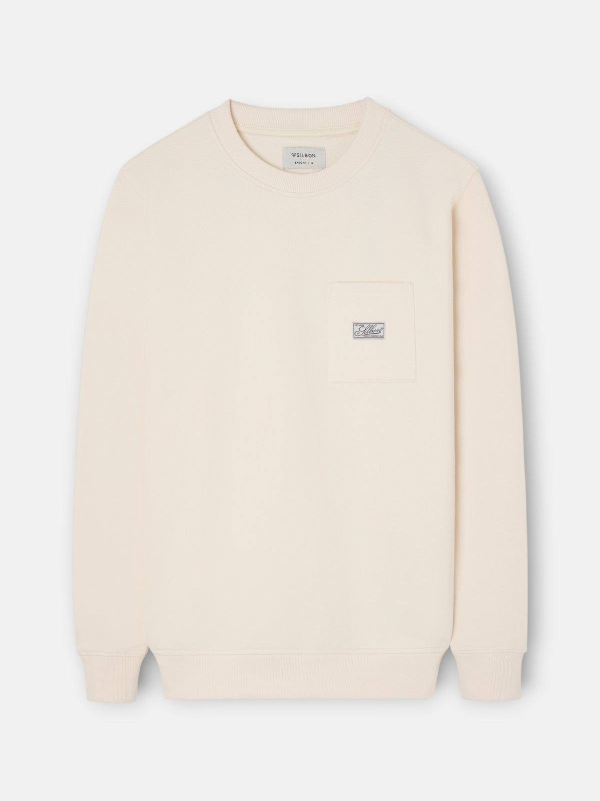 Sudadera bolsillo etiqueta crema