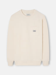 Sudadera bolsillo etiqueta crema