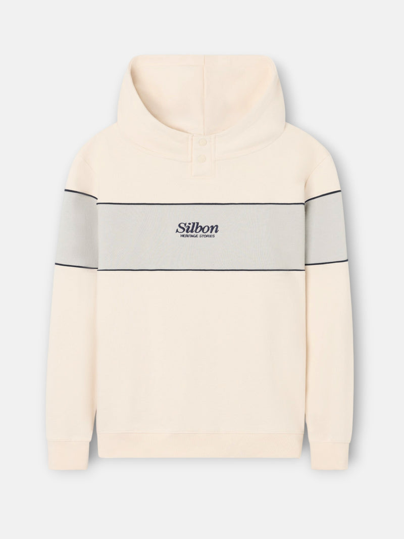 Sudadera capucha bloque snaps crema