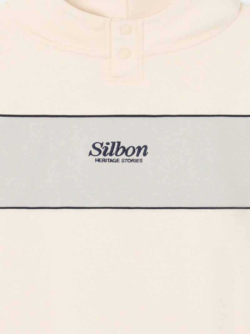 Sudadera capucha bloque snaps crema