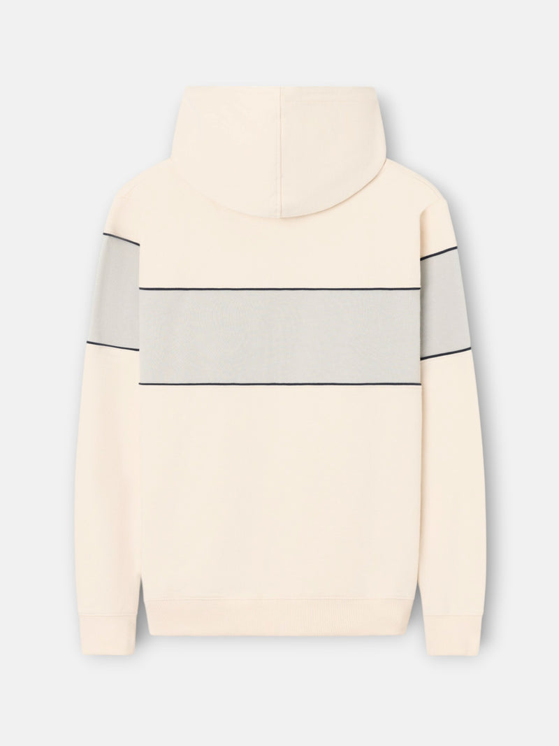 Sudadera capucha bloque snaps crema