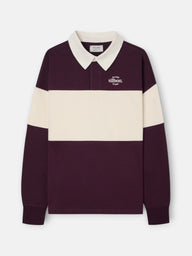 Sudadera relaxed fit cuello polo bloque burdeos