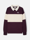 Sweat-shirt coupe décontractée col polo bloc bordeaux