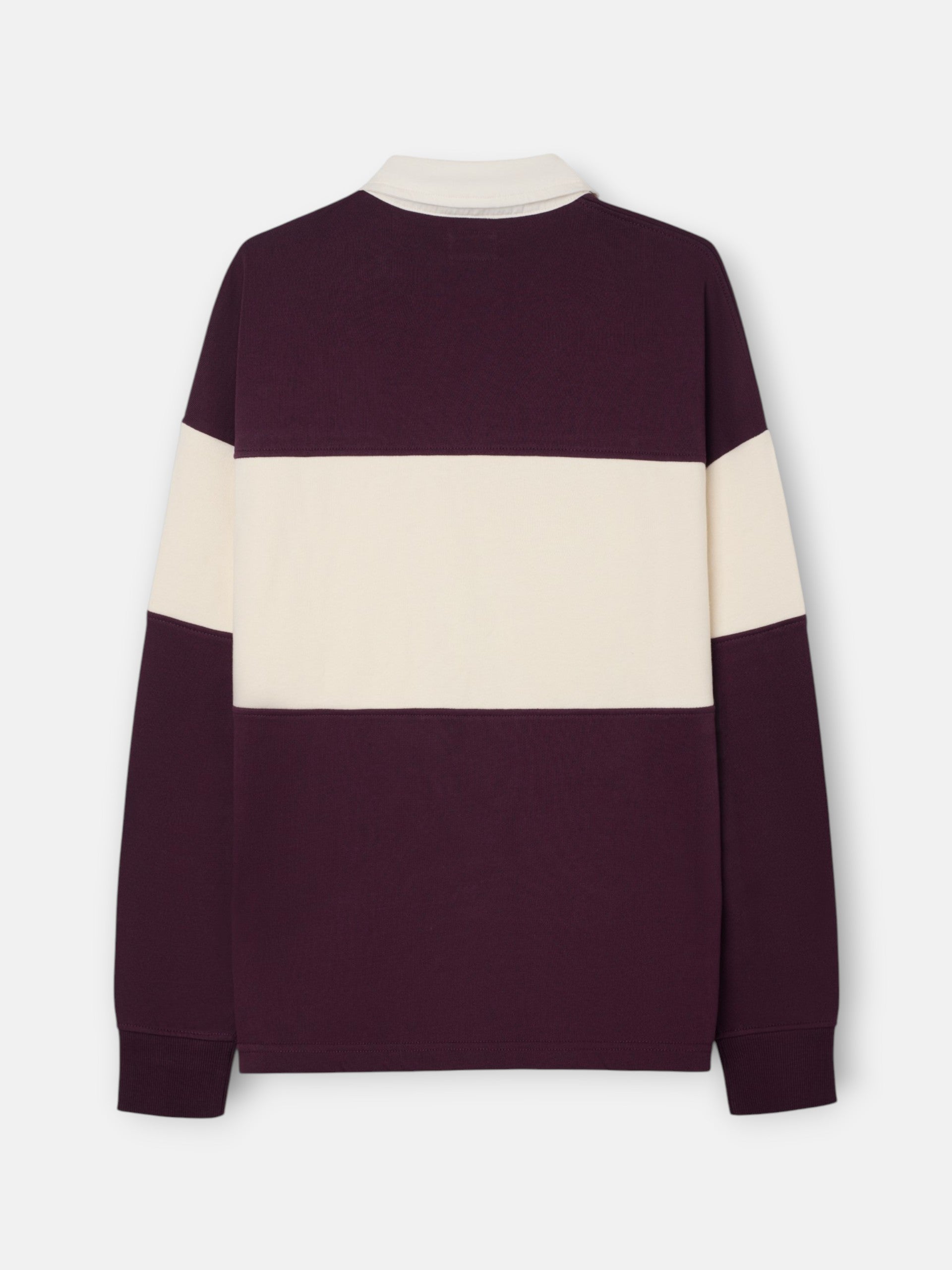 Sudadera relaxed fit cuello polo bloque burdeos