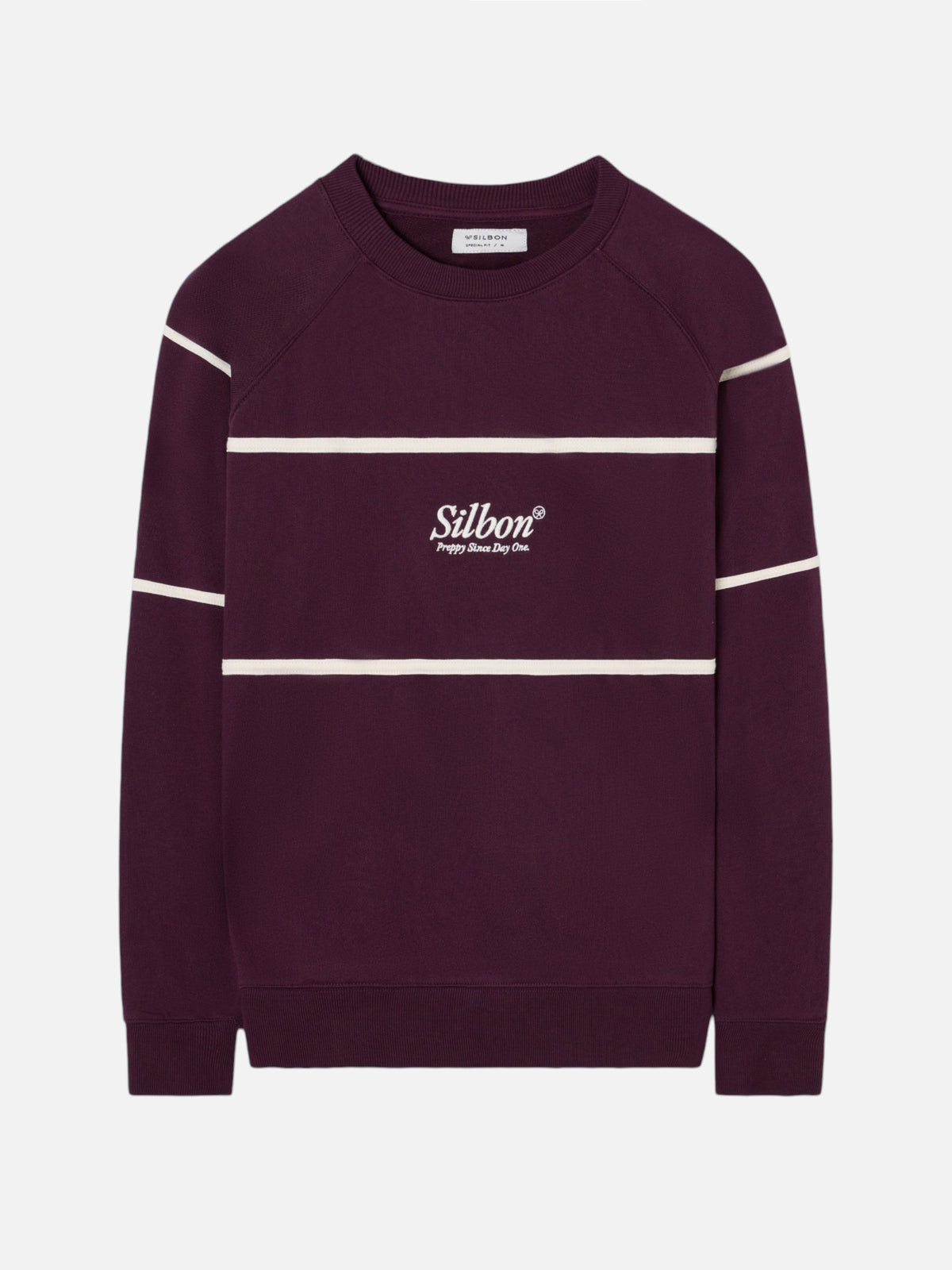 Sudadera special fit ranglan franjas burdeos