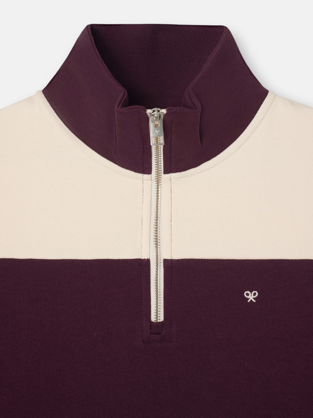 Sweat-shirt à demi-fermeture éclair à rayure large bordeaux