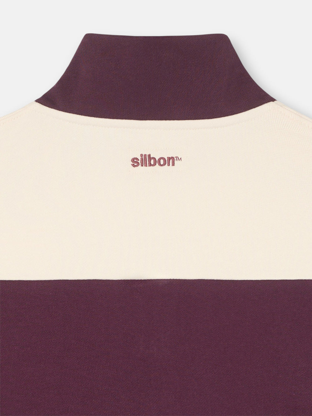 Sweat-shirt à demi-fermeture éclair à rayure large bordeaux