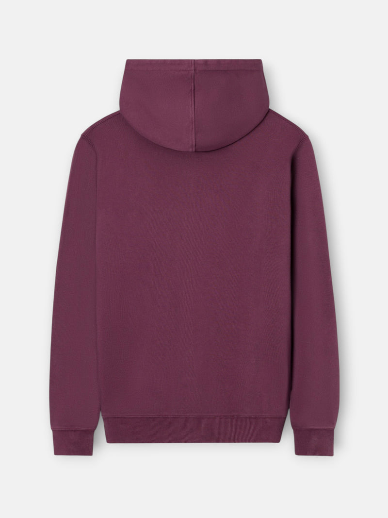 Sudadera cremallera garment dye burdeos