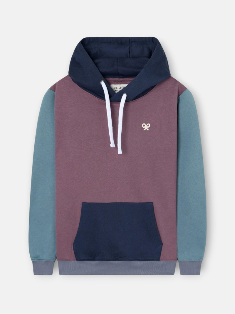Sudadera capucha multicolor burdeos