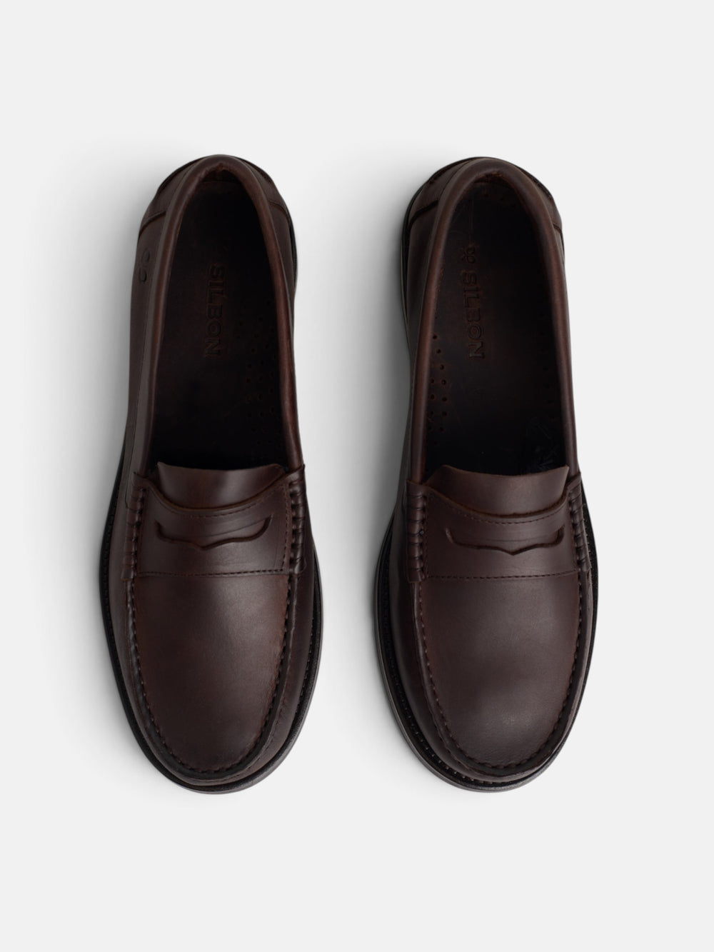 Brown leather loafer shoe