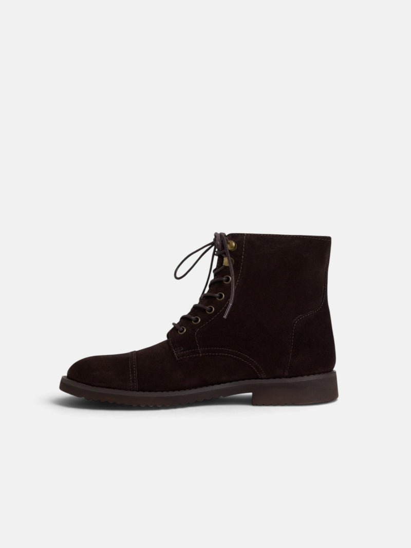 Bota alta serraje marron
