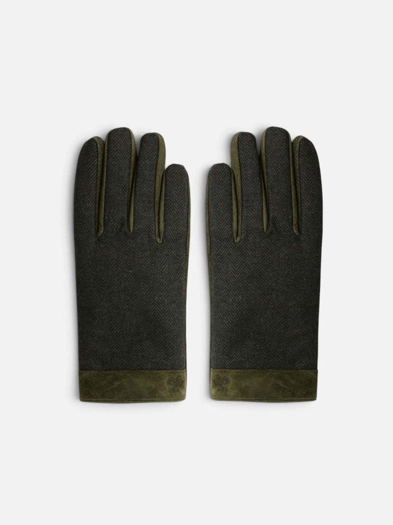 Gants en cuir à chevrons verts