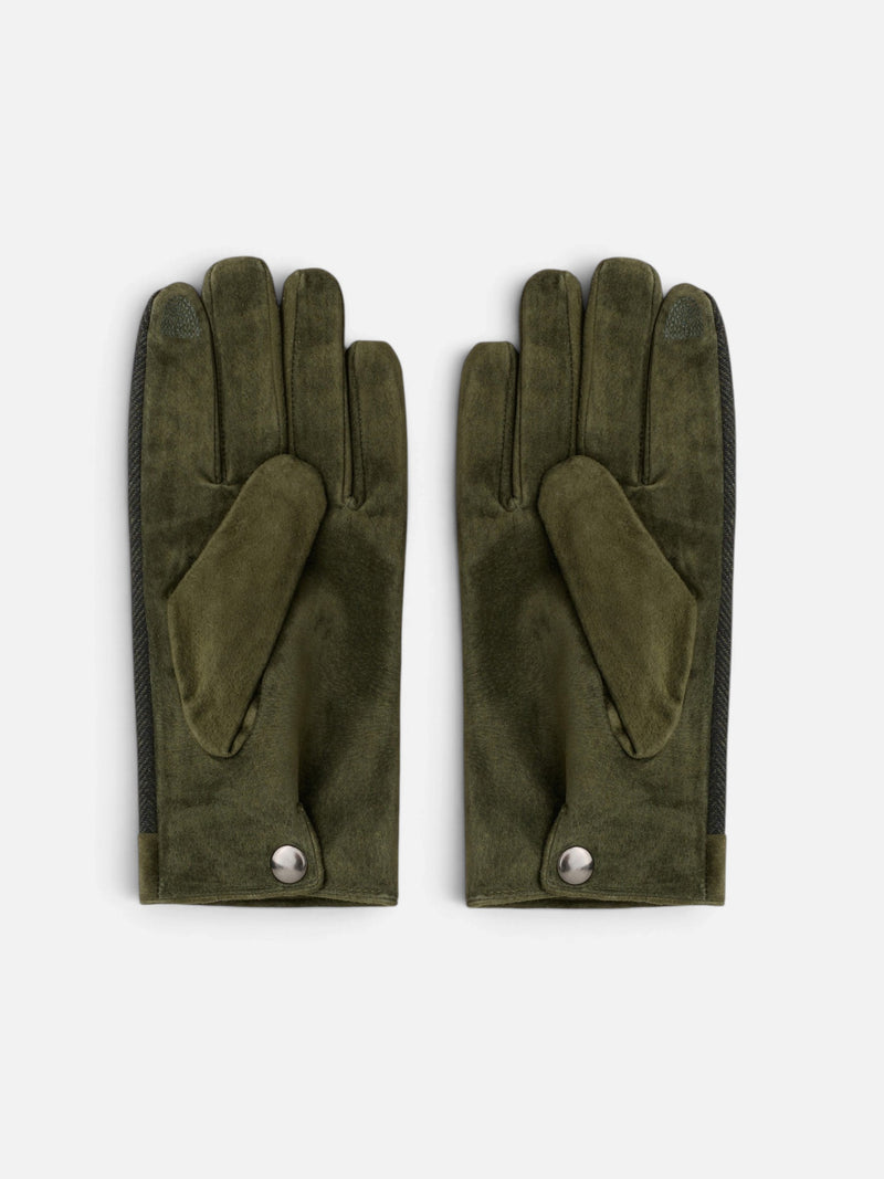 Gants en cuir à chevrons verts