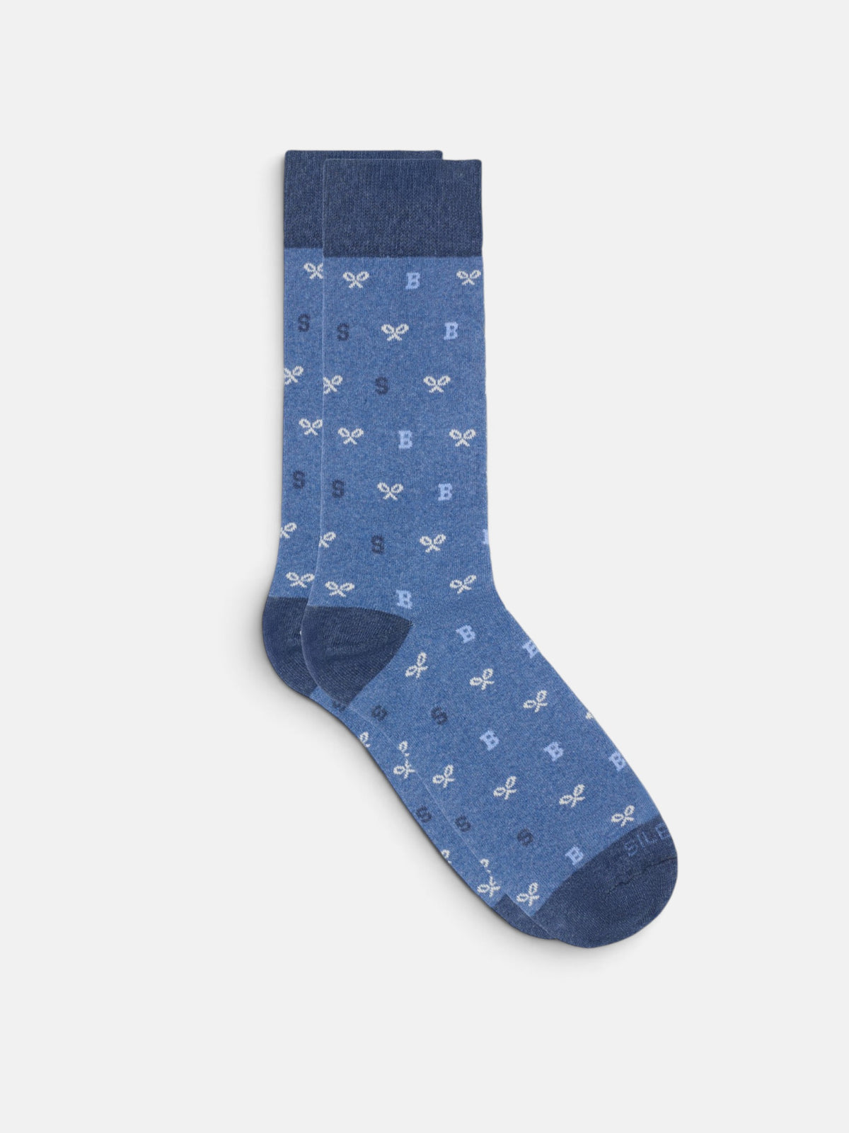 Blue socks with letter motifs
