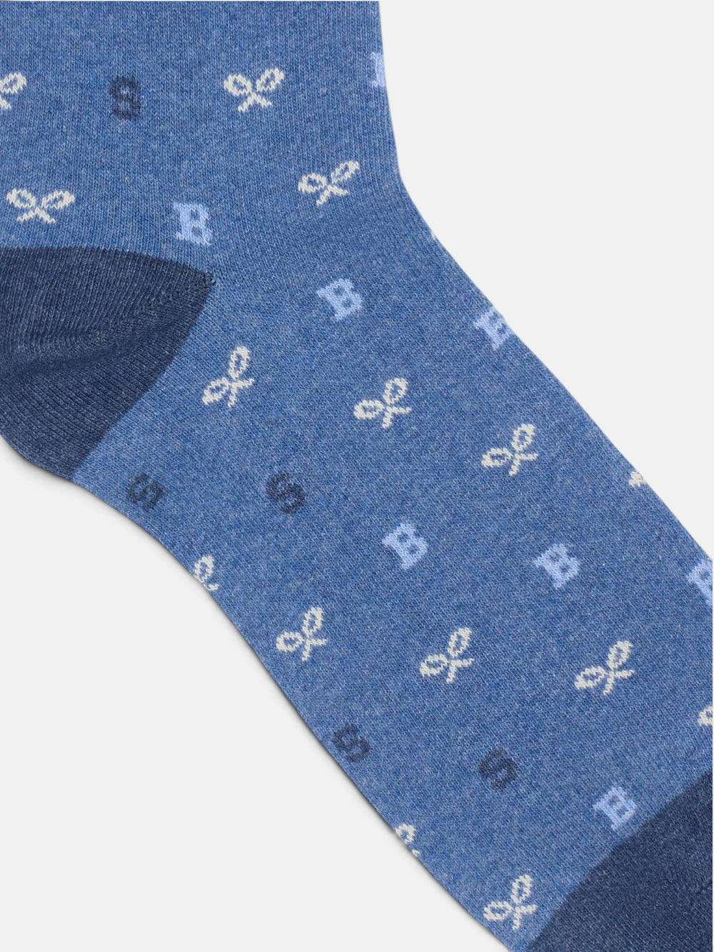 Blue socks with letter motifs