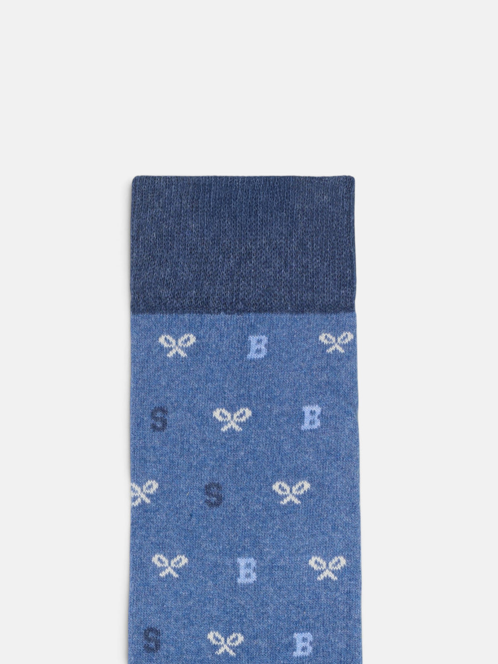 Blue socks with letter motifs