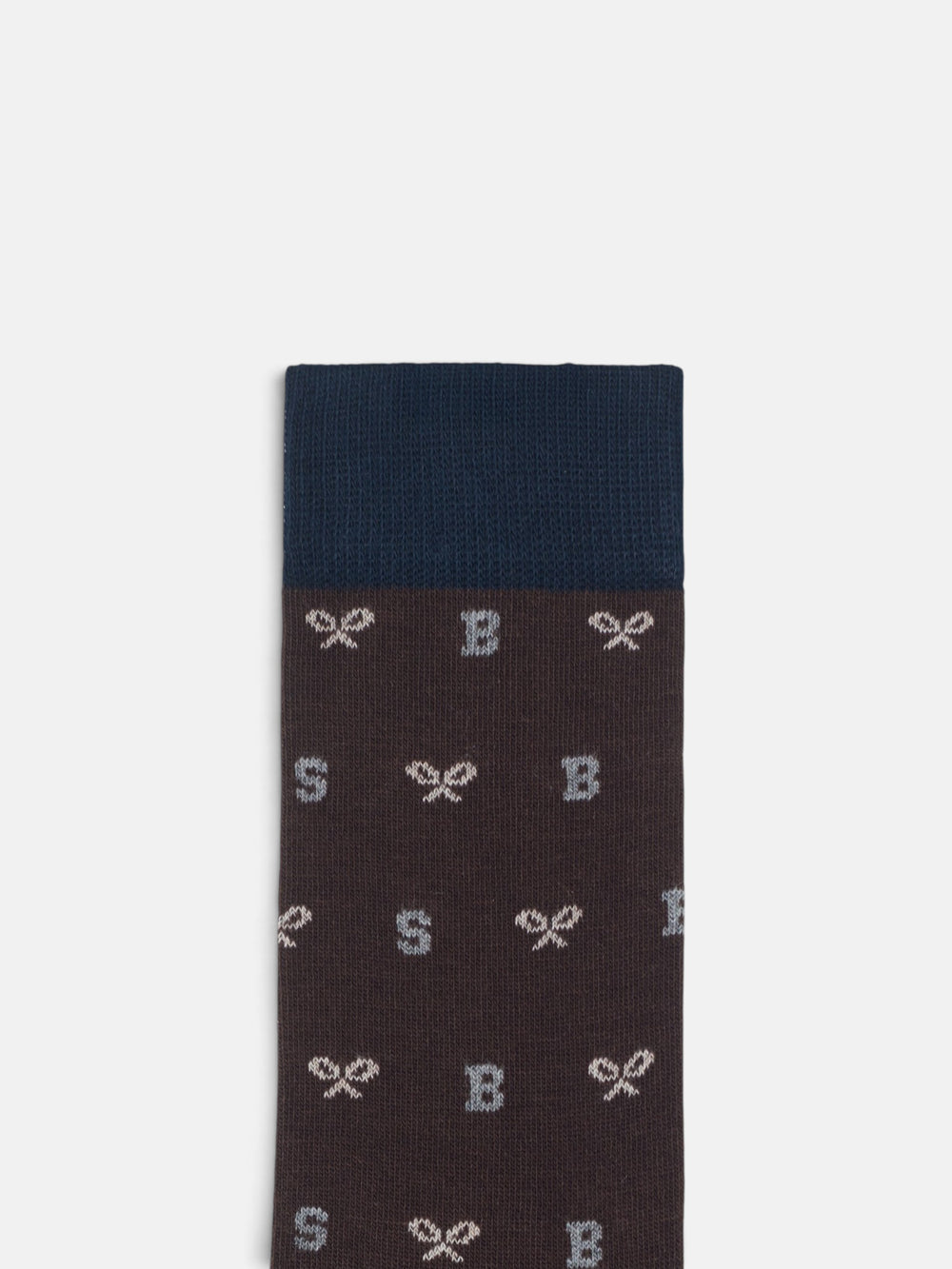 Brown socks with letter motifs