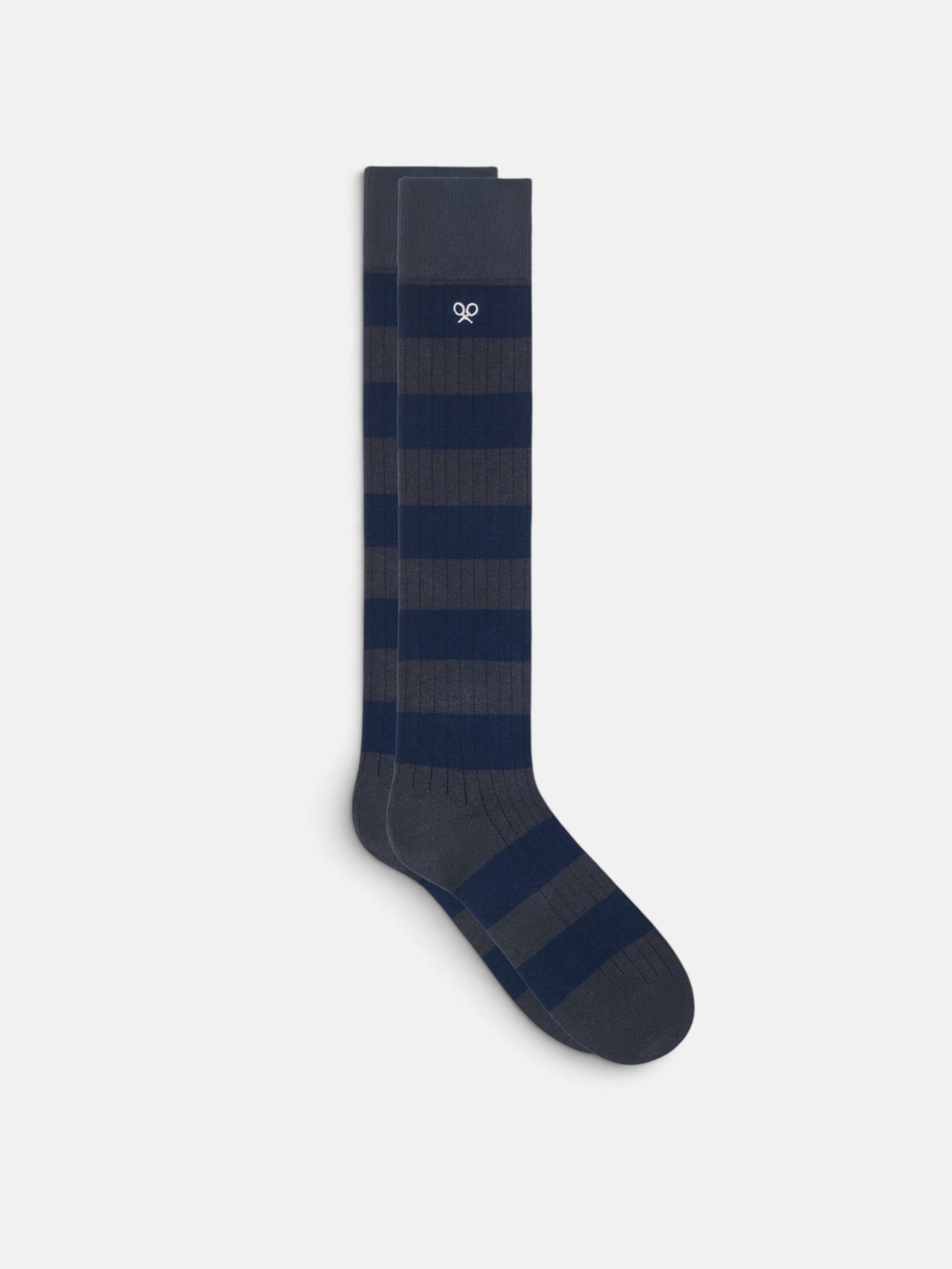 Calcetin raya ancha bicolor gris