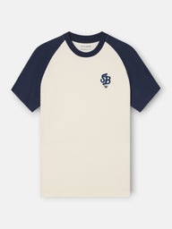 Camiseta relaxed fit mangas contraste azul marino