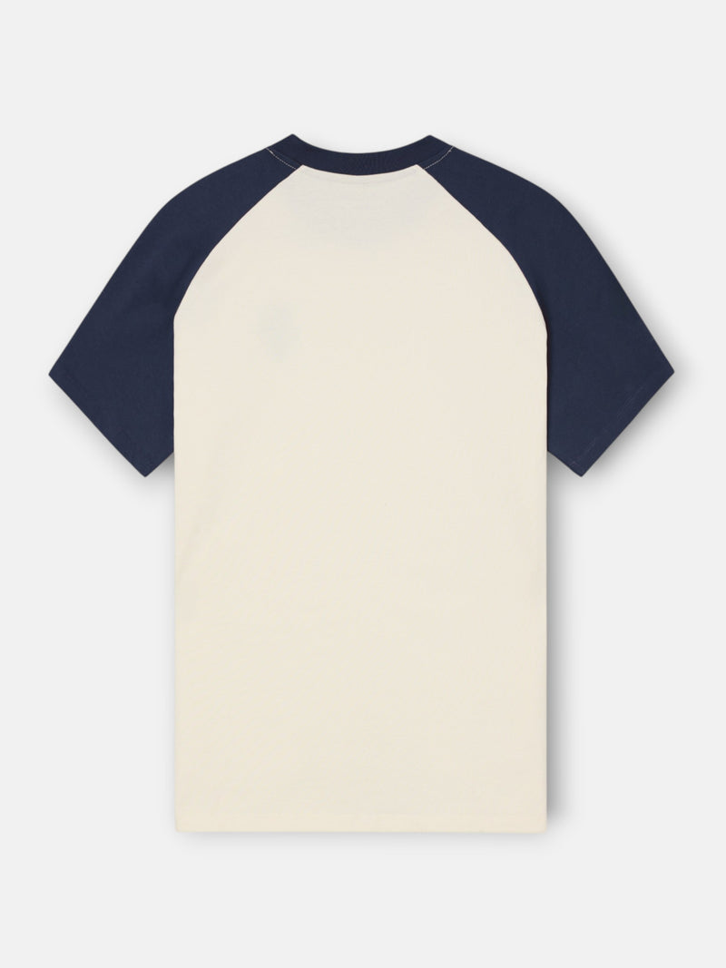 Camiseta relaxed fit mangas contraste azul marino