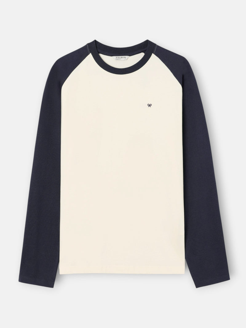 Navy blue long-sleeve raglan t-shirt