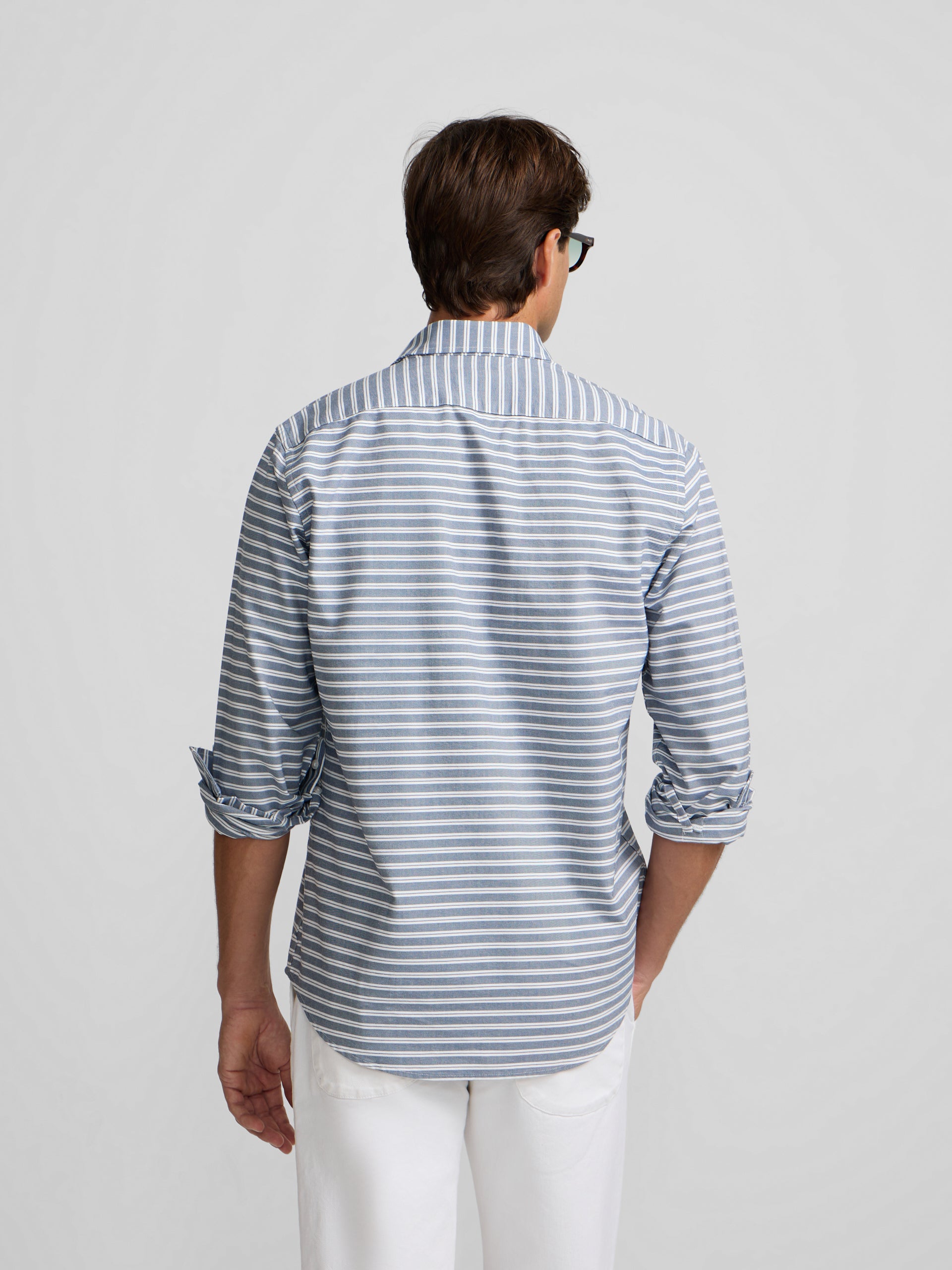 Polera oxford raya horizontal navy