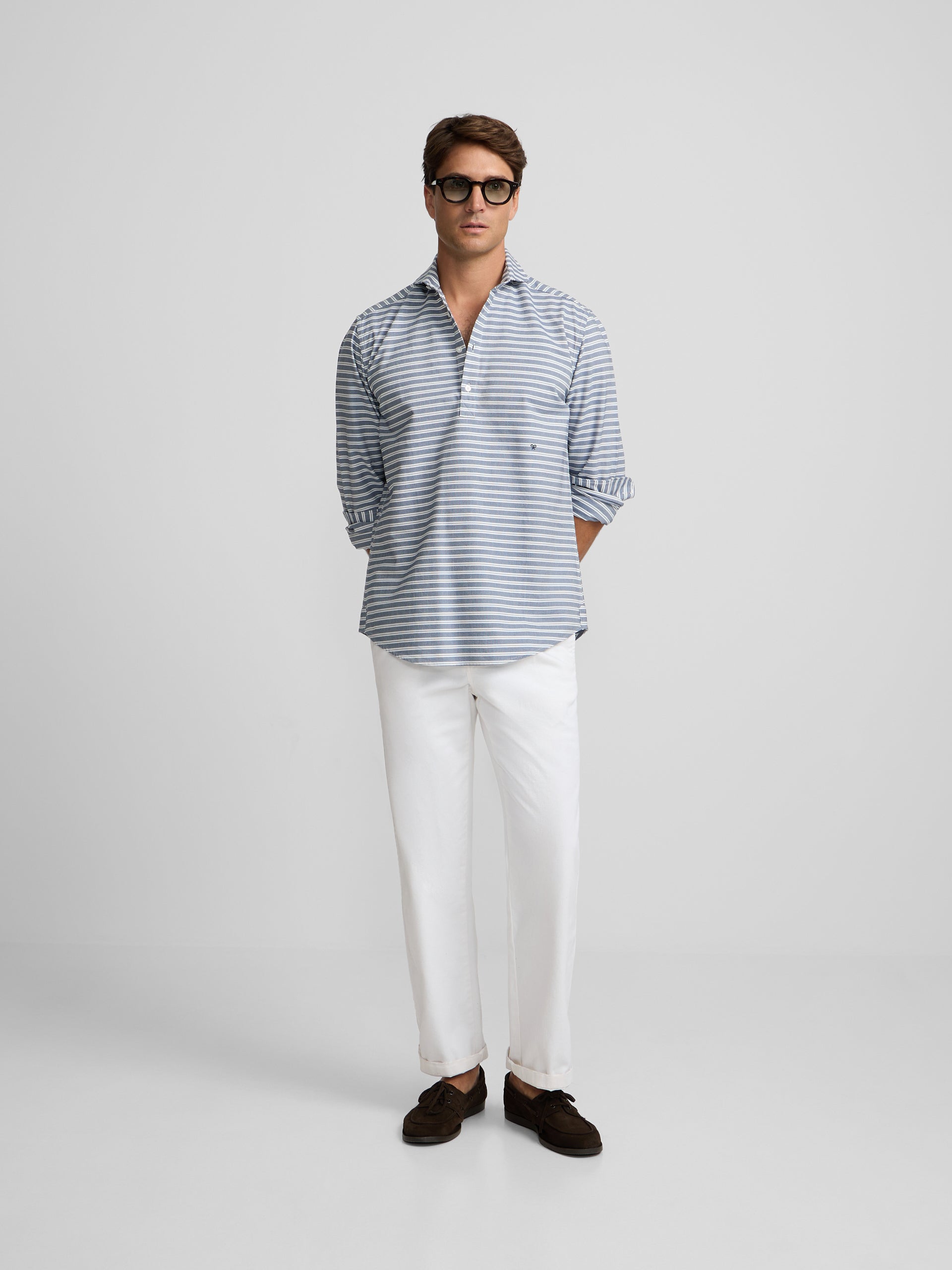 Polera oxford raya horizontal navy