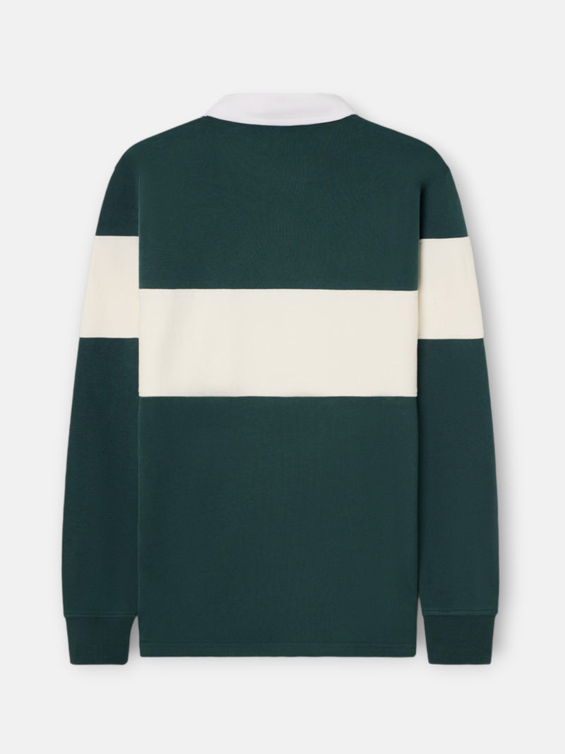 Polo manga larga raya crema verde botella