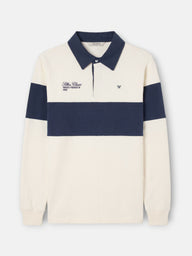 Polo manga larga raya azul marino crema