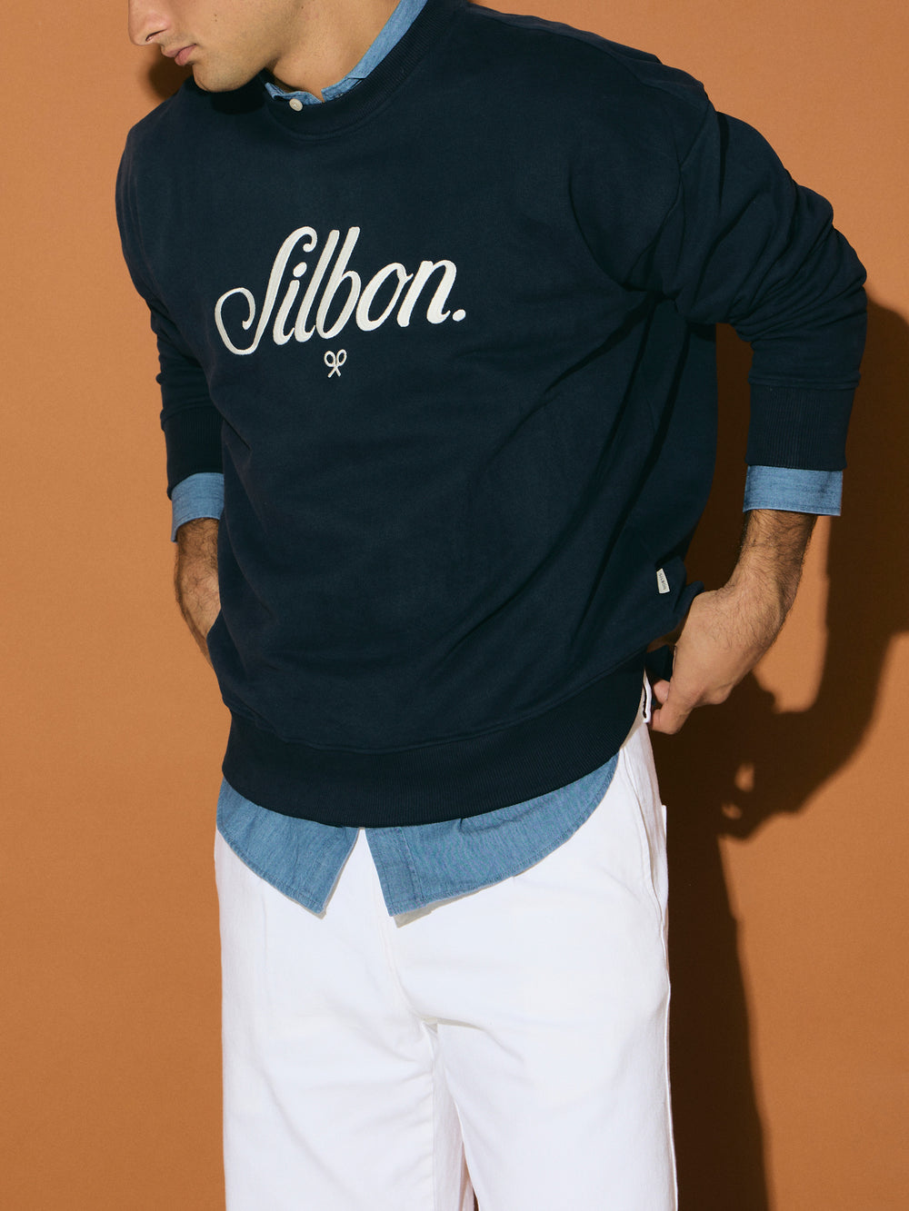 Sudadera relaxed fit silbon bordado azul marino