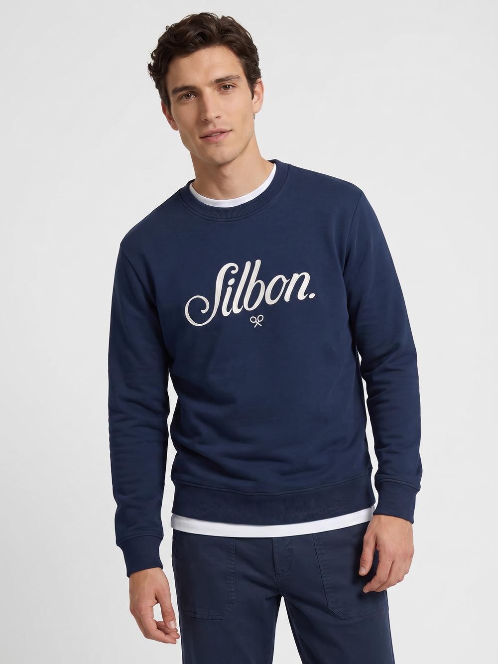 Sudadera relaxed fit silbon bordado azul marino
