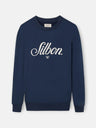 Relaxed fit sweatshirt with navy blue Silbon embroidery