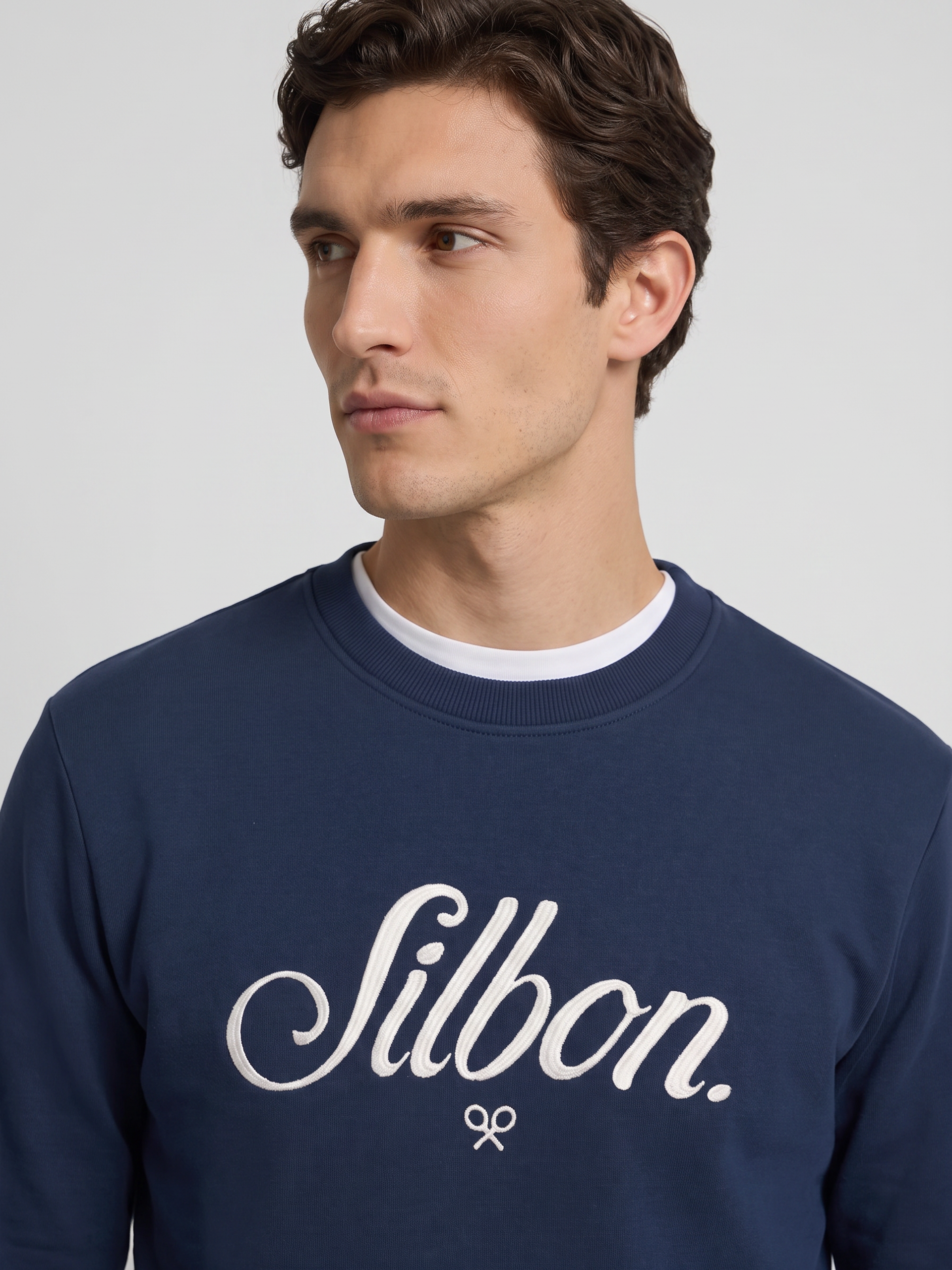 Sudadera relaxed fit silbon bordado azul marino