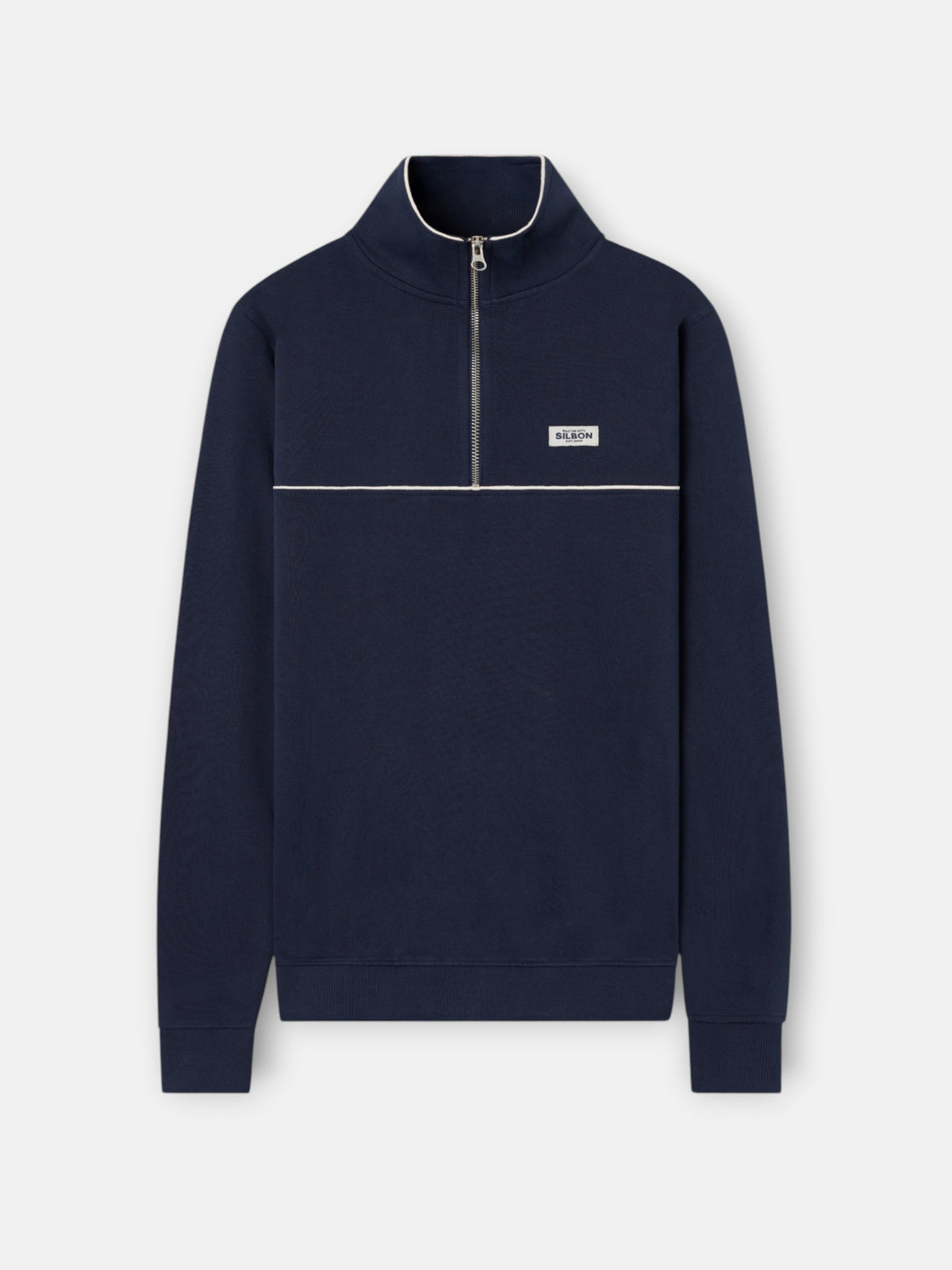 Sudadera media cremallera vivos contraste azul marino