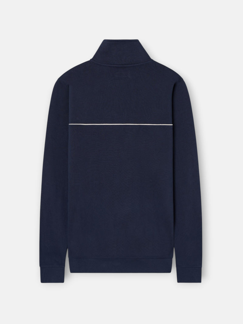 Sudadera media cremallera vivos contraste azul marino