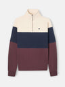 Sweatshirt meia fecho blocos azul-marinho