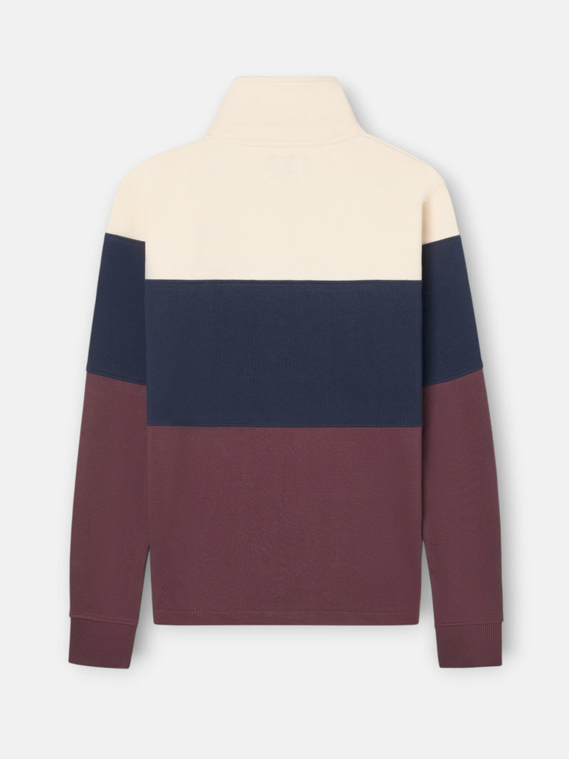 Sweatshirt meia fecho blocos azul-marinho