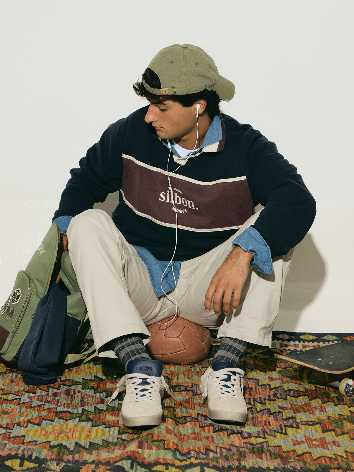 Navy blue young stories polo sweatshirt