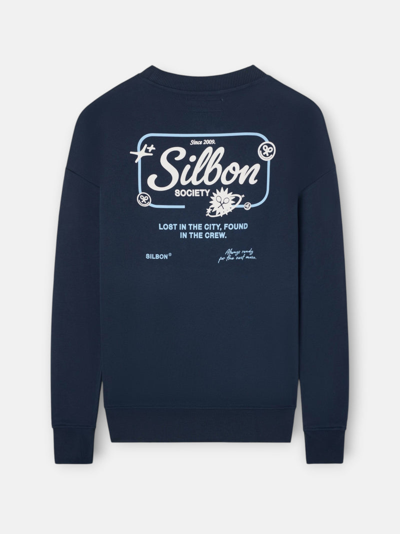 Relaxed fit Silbon Society blue sweatshirt
