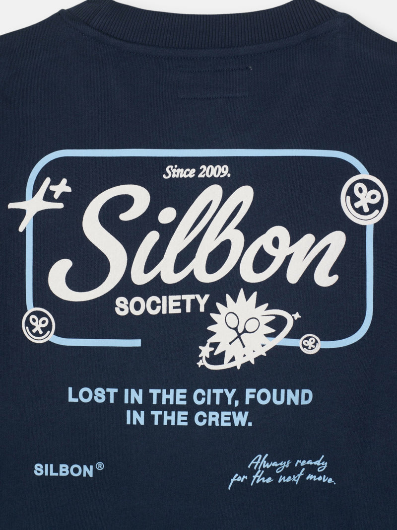 Relaxed fit Silbon Society blue sweatshirt