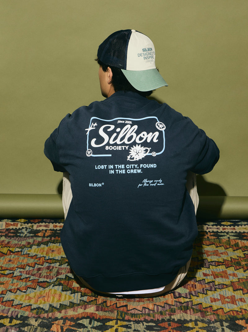 Relaxed fit Silbon Society blue sweatshirt