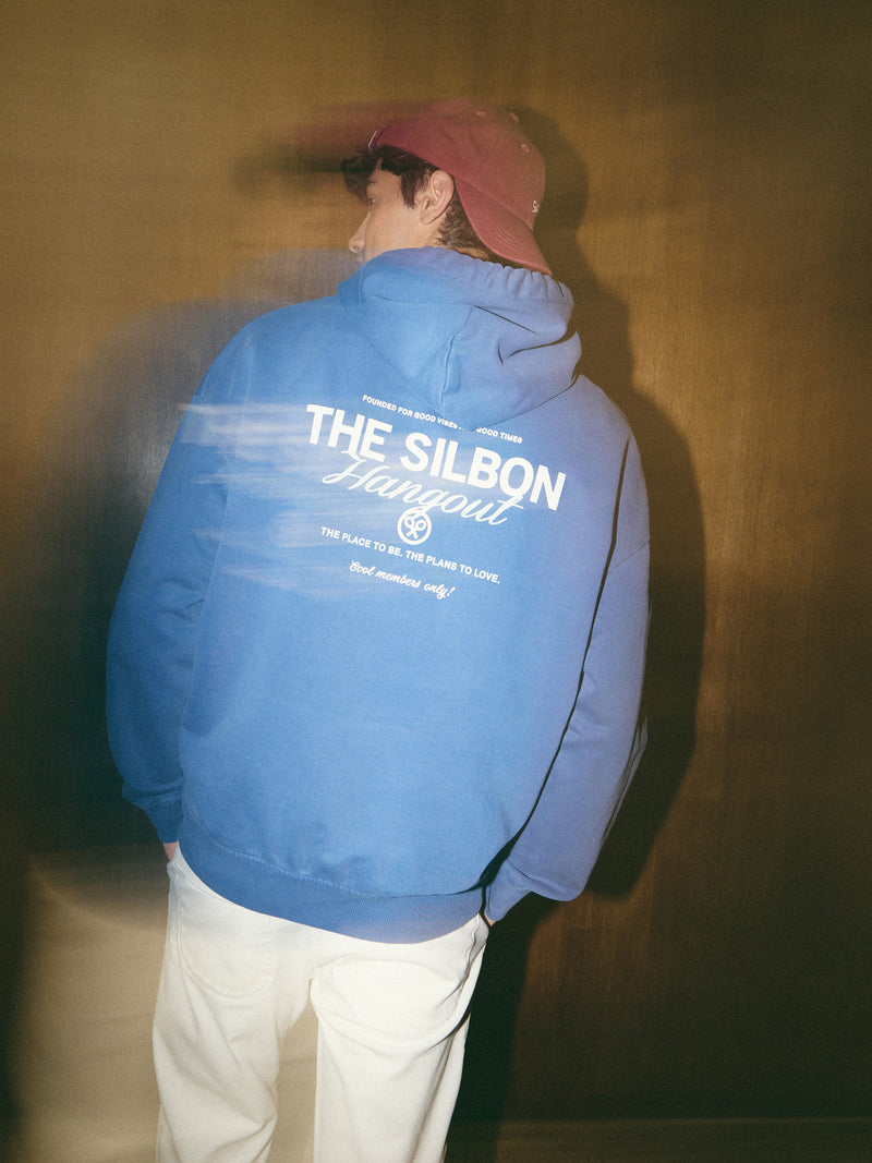 Sweatshirt relaxed fit com capuz hangout azul